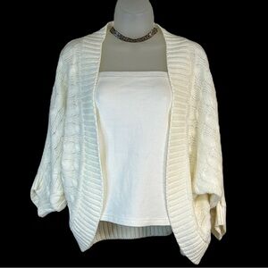 Vintage Wet Seal Womens Cropped Cardigan Sweater Sz L Dolman Ivory Soft Girl 90s